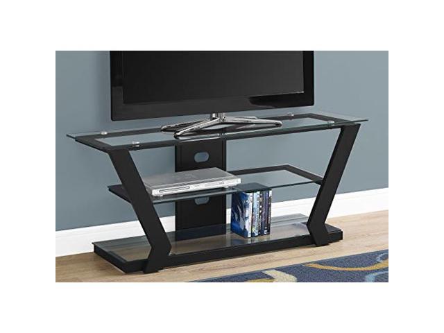 Monarch I 2588 Tv Stand 48 L Black Metal With Tempered Glass Newegg Com