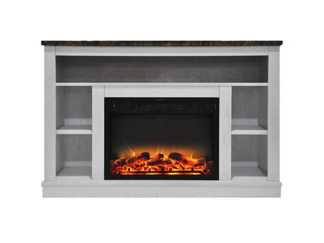 Cambridge 47 Width In Electric Fireplace Enhanced Log Insert White Mantel Newegg Com