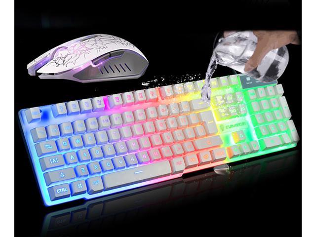 T6 Rainbow Backlight Usb Ergonomic Gaming Keyboard and Mouse Set For PC Laptop U 