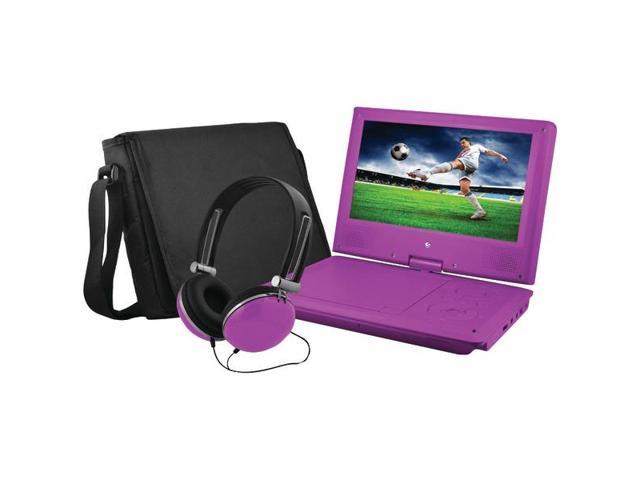 Ematic EPD909 Portable DVD Player - 9" Display - 640 x 234 - Purple - DVD-R, CD-R - JPEG - DVD Video, Video CD, MPEG-4 - CD-DA, MP3 - 1 x Headphone Port(s) - Lithium Polymer - 2 Hour