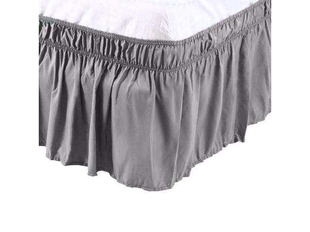 Piccocasa Detachable Bed Skirt Wrap Around Three Fabric Sides Elastic Dust Ruffle Easy Fit Wrinkle With 15 Inch Drop Gray Queen Size 80 By 60 Newegg Com Piccocasa Detachable Bed Skirt Wrap, Queen Size Bed Skirt 15 Drop