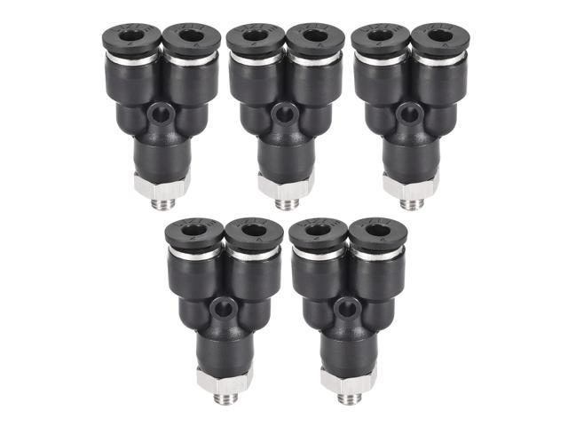 5Pcs Push to Connect Air Fittings Y Type 10mm Tube OD x 3/8PT Male Thread Black for Polyethylene Nylon and PU Tubing 