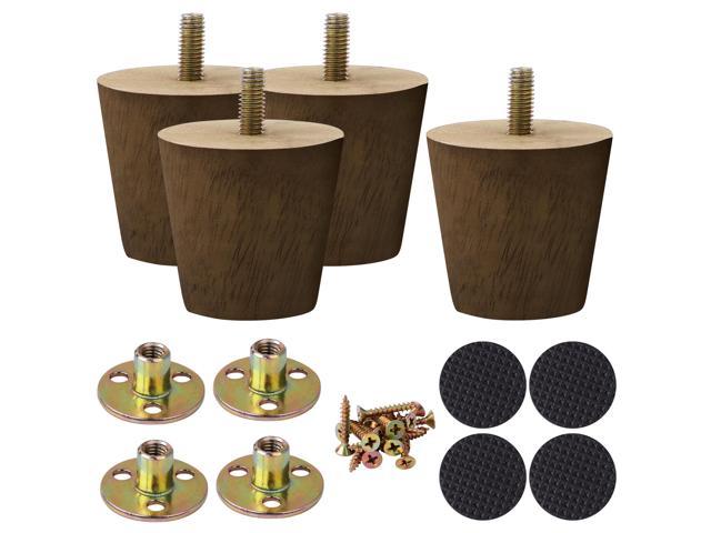 NEW BLACK WOODEN FURNITURE LEGS WITH FREE M8 FITTING 100mm X 60mm IN 4,6 & 8 SET 