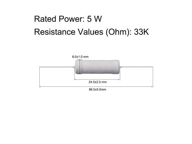 10 pcs 5 W 5 W Metal oxide Film Résistance axiale plomb 33K Ohm ± 5% tolérance 