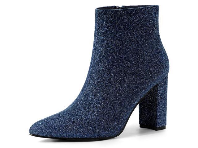 navy blue glitter boots