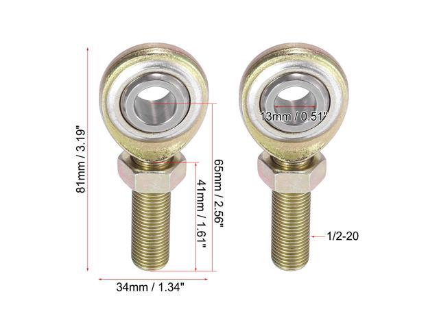 2pcs Universal Car Rod Ends Bearing Round 1/2 Inch x 1/2-20 Joint End Left Right