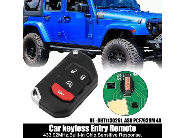 Replacement Keyless Entry Remote Car Key Fob OHT1130261  7939 Chip  for Jeep Wrangler 2018 2019 2020 4 Buttons with Door Key 