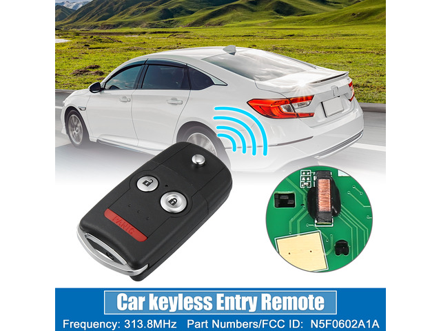 AKS KEYS Keyless Remote Flip Key – Uncut Blade With ID46 Chip, 2-Pack, For Acura/Honda (Black & Nickel)