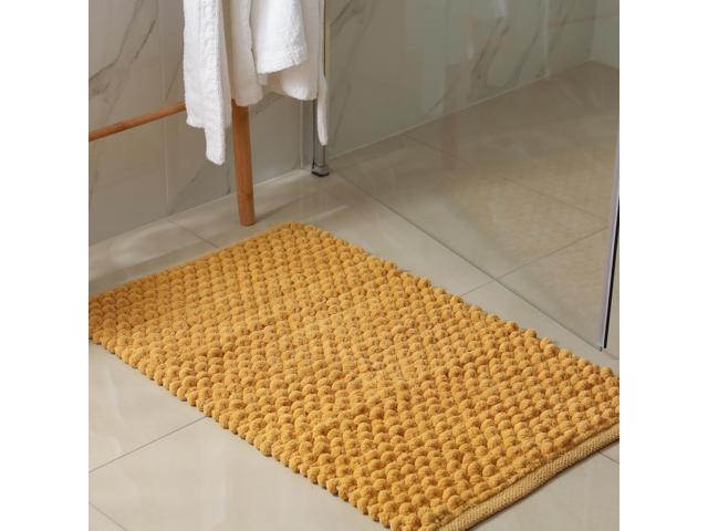 Unique Bargains Bathroom Rugs Polyester Bath Mat Machine Washable Beige Cobblestone Pattern 23.62x15.75