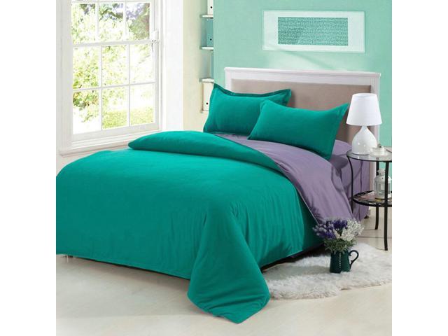 Pure Green Purple Duvet Cover Pillow Case Quilt Cover Bedding