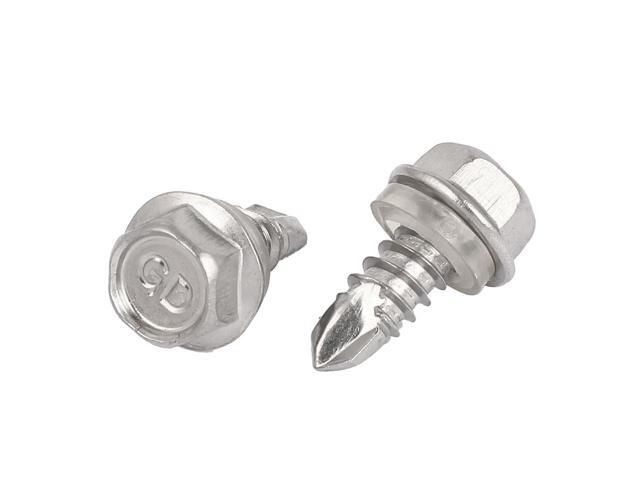 2Pcs M8x30mm Iron Self-Tapping Philips Drive Serrated Flange Hex Head Screw