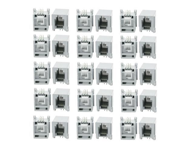30Pcs RJ11 6P4C PCB Jacks Horizontal Connectors 0.6/" Length for Ethernet