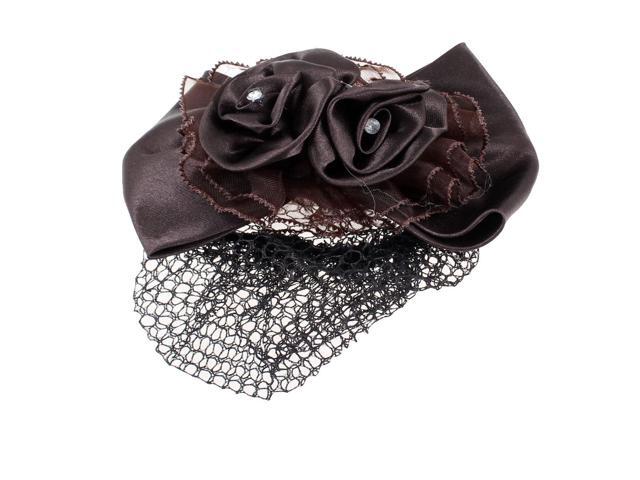 Unique Bargains Dark Brown Bow Tie Shape Hair Clip Snood Net