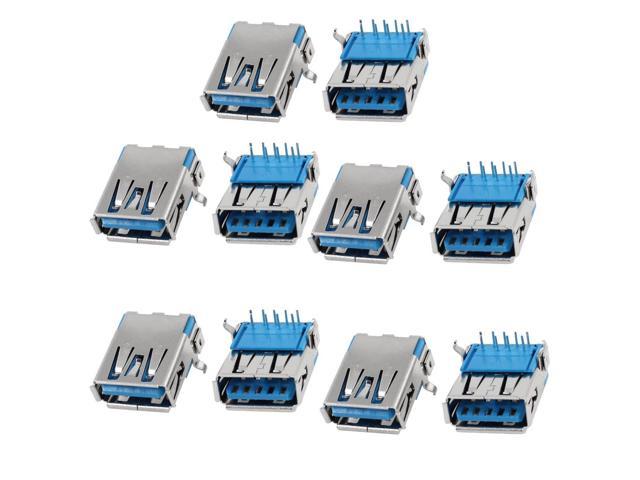 10Pcs USB 3.0 Type A 9Pin Right Angle DIP Female Socket PCB Solder Connector 