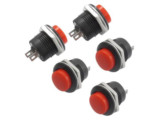 3pcs Push Button Switch Red Momentary AC 380V 5A Switches 30mm Mount 