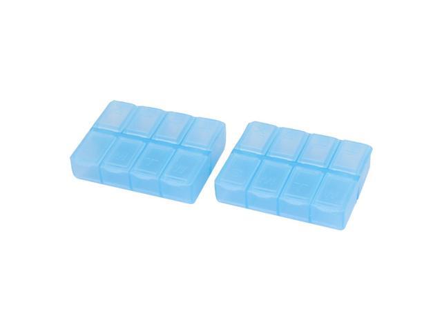 2pcs Light Blue Plastic Rectangle 8 Compartment Pill Storage Case Box Holder Newegg Com