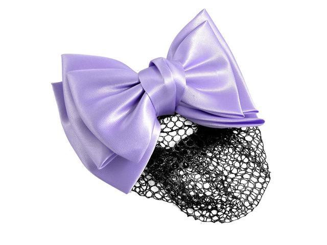 Global Bargains Purple Bowknot Hair Clip Snood Net Bun Cover For