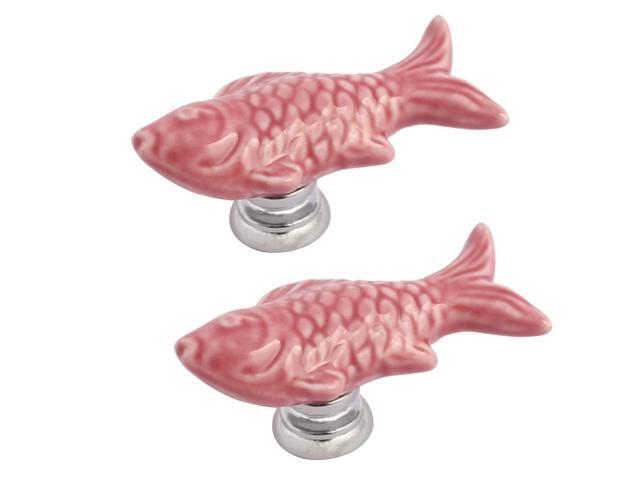 Cabinet Wardrobe Drawer Door Pull Fish Design Ceramic Knobs Pink