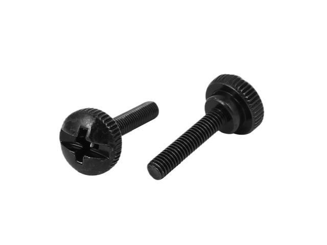 M3 x 4.5mm Knurled Phillips Head Thumb Screw Black 60pcs for Computer PC Case 