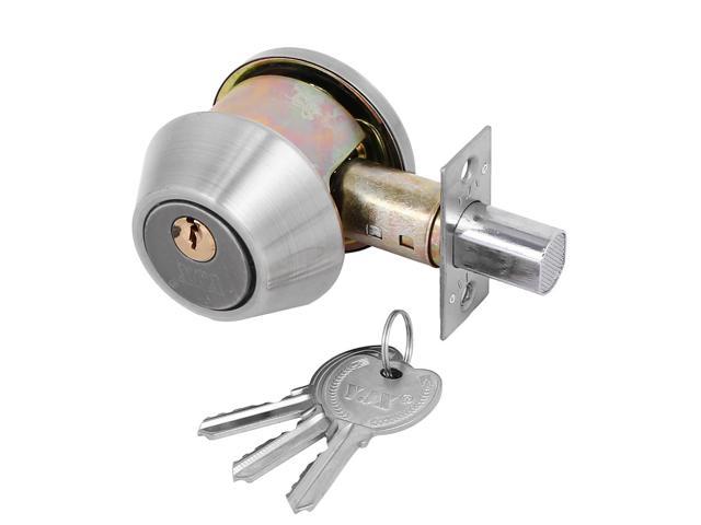 Home Bedroom Door Round Knob Single Cylinder Deadbolt Security Keyed Lockset