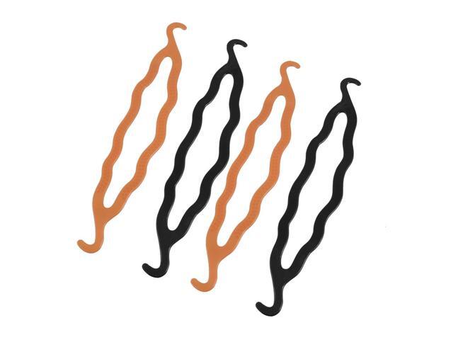 Global Bargains 4 Pcs Black Brown Plastic Magic Bun Maker Curler
