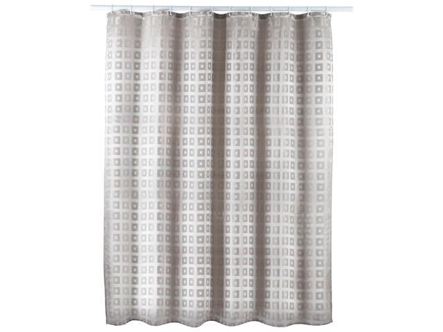 Polyester Fabric Bathroom Shower Curtains With Hook Rings Gray 180