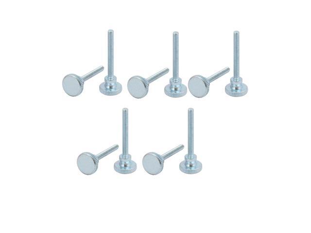 M5x14mm Thread Zinc Plated Knurled Round Head Thumb Screws Silver Blue 10pcs