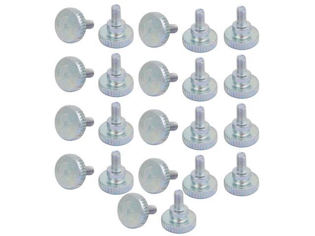 M4x8mm Carbon Steel Flat Knurled Head Fully Threaded Thumb Screw Bolt 16pcs