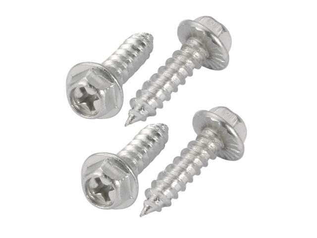 2Pcs M8x30mm Iron Self-Tapping Philips Drive Serrated Flange Hex Head Screw