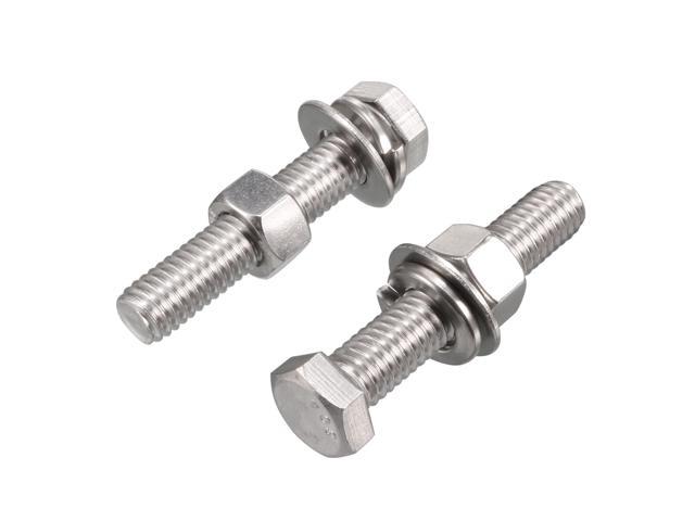 2set 304 Stainless Steel 38 16 Thread 2 Length Hex Bolt Kit W Washer Nut Neweggcom