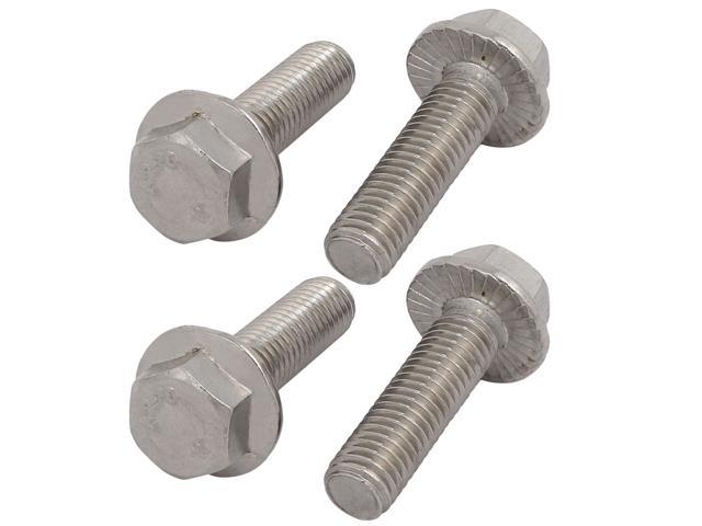 4pcs M10x30mm Fully Thread Carbon Steel Hex Non-Serrated Flange Bolts Screws 
