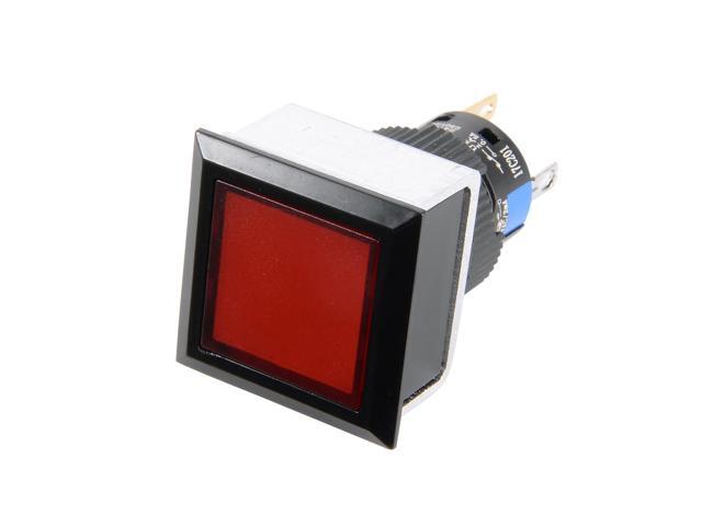 5 Pcs Green Square Cap DC12V Light SPDT 5 Terminals Latching Push Button Switch