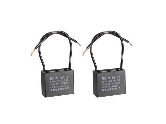 Cbb61 Run Capacitor 250v Ac 2 5uf 2 Wire Metallized Polypropylene Film Capacitors For Ceiling Fan 2pcs