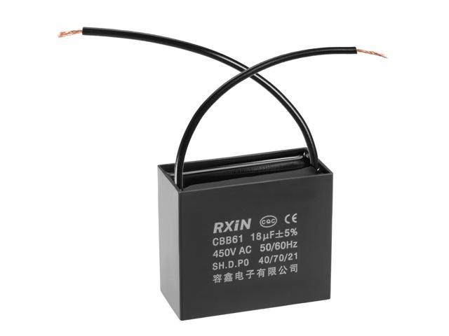 Cbb61 Run Capacitor 450v Ac 18uf 2 Wire Metallized Polypropylene