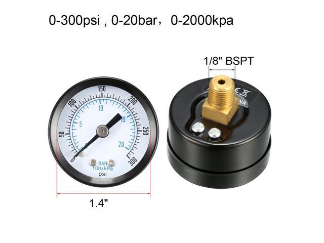 0-300psi, 0-20bar Transparent Dial 1/8inch BSPT for Air Oil Water
