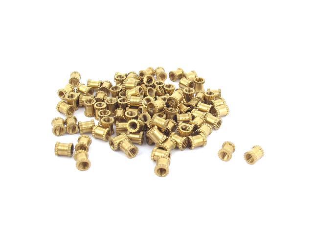 100pcs 4.2mm M3x3mm Threaded Round Metal Knurl Thread Insert Nuts Brass Tone 