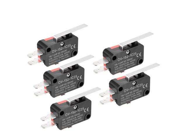 uxcell XURUI Authorized 5Pcs XV-151-1C25 Black SPDT NO+NC Straight Hinge Lever Type Microswitch Action Switches