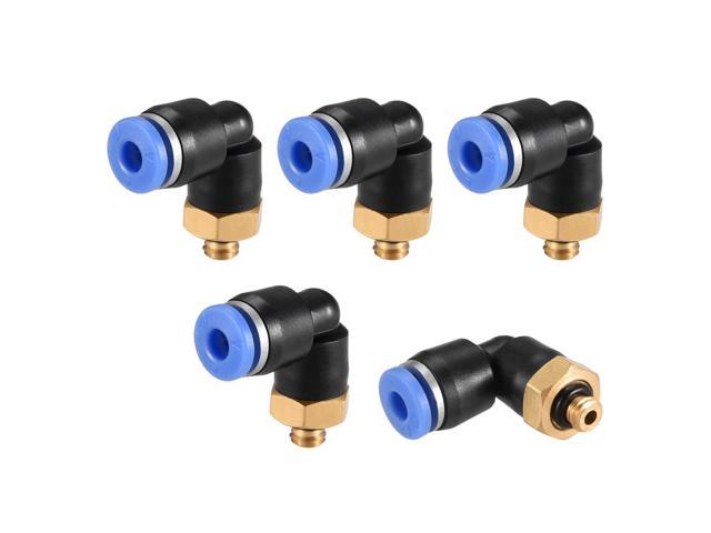 Pneumatic Elbow Union Push In To Connect Fitting Tube OD 1/4" Quick Release 5pcs 