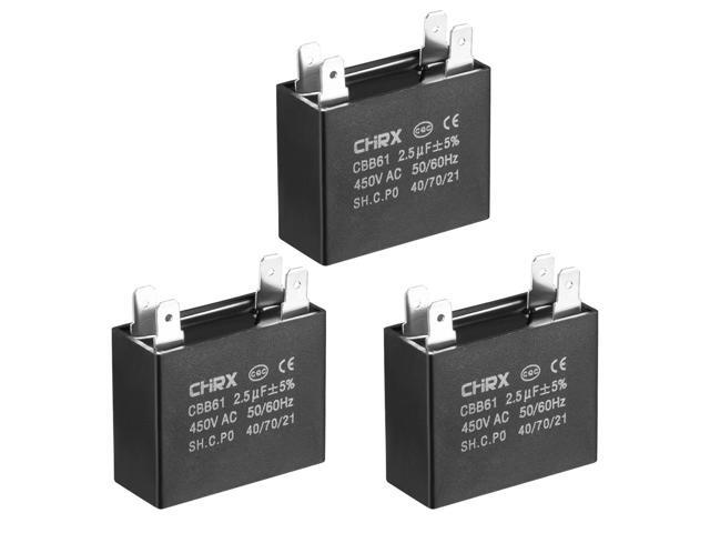 CBB61 450V AC 2.5uF Single Insert Metallized Polypropylene Film Capacitors