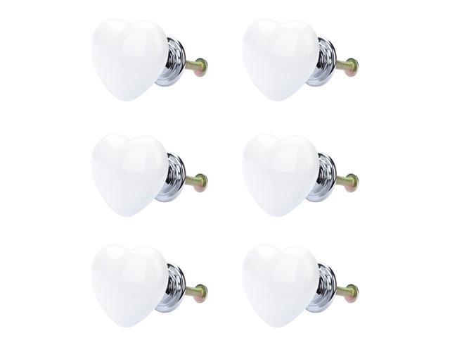 6pcs Ceramic Knobs Drawer Heart Shaped Pull Handle Furniture Door