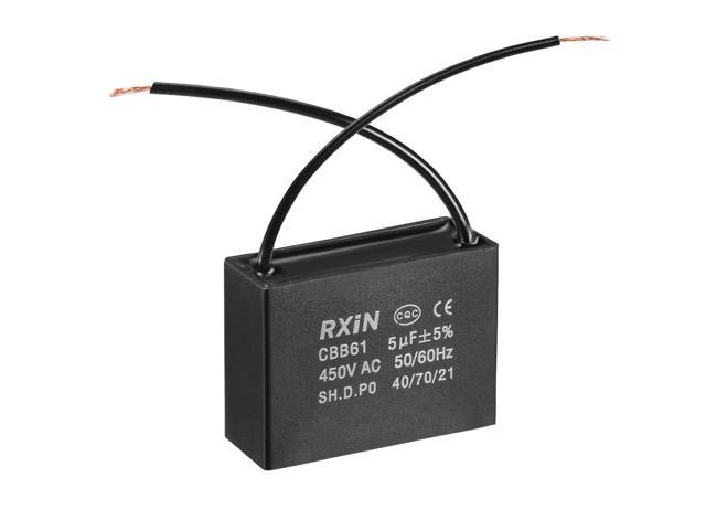 Cbb61 Run Capacitor 450v Ac 5uf 2 Wires Metallized Polypropylene Film Capacitors For Ceiling Fan