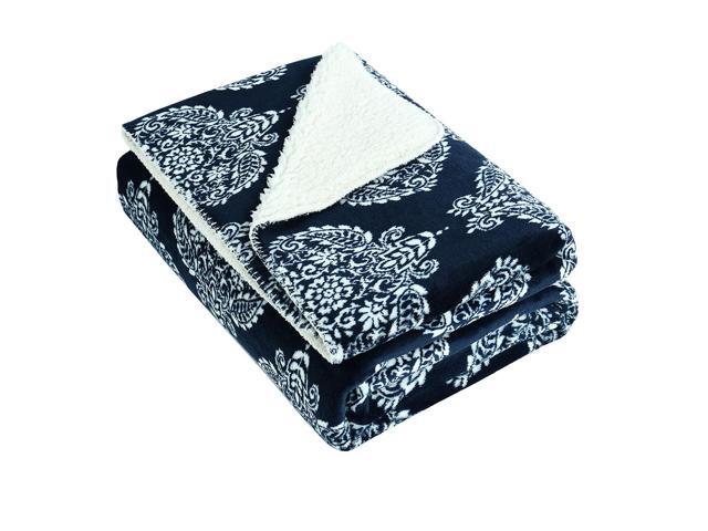 Reversible Floral Fleece Throw Blanket With White Berber Reverse