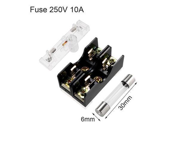 uxcell Fuse Holder FS-102 Double Pole with Indicator Light 6mm x 30mm Fuse Included 250V 10A 