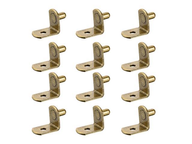 50 Packs 6mm L-Shaped Support Shelf Brackets Pegs with Hole for Cabinet Closet Furniture Shelf Supports Bookshelf Style