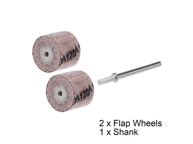 2 Pcs 15x15mm Flap Wheel 120 Grits Abrasive with 1/8" Shank for Rotary Tool