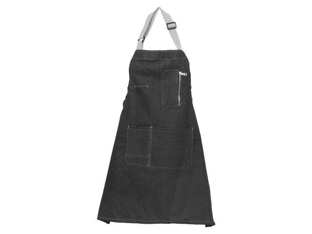 Adjustable Solid Bib Apron With Pockets Zipper Denim Fabric Aprons For Women Men Baking Cooking Gardening Black Newegg Com