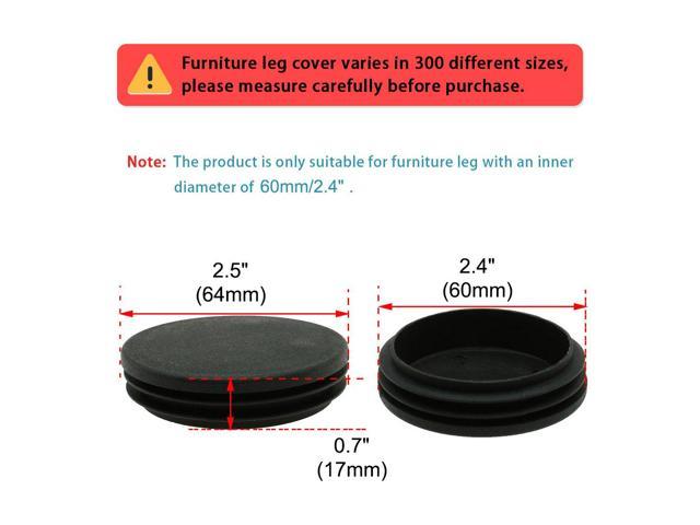 sourcingmap® Plastic Round Table Chair Leg Feet Tube Pipe Insert Blanking End Cap 62mm Dia 8 PCS Black
