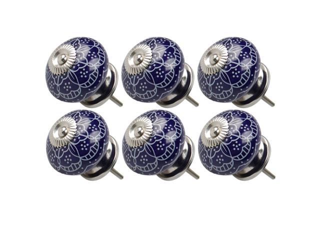 6pcs Ceramic Knobs Vintage Knob Drawer Round Pull Handle Furniture