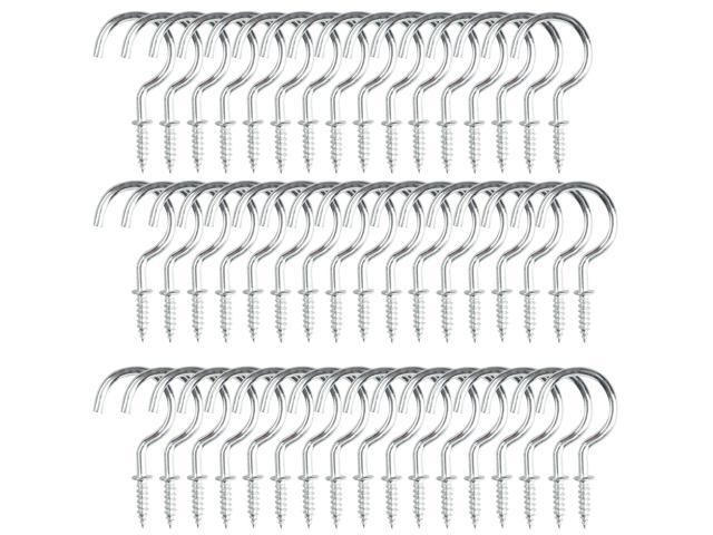 50pcs Cup Ceiling Hooks 1 1 4 Inch Chrome Plating Screw Holder For Home Office Hanging Plants Outdoor Lights Silver White