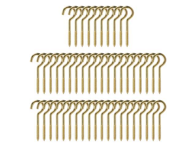 50pcs Cup Ceiling Hooks 1 1 4 Inch Brass Plating Metal Screw In Hanger Hooks For Home Office Hanging Plants Outdoor Lights Gold Tone